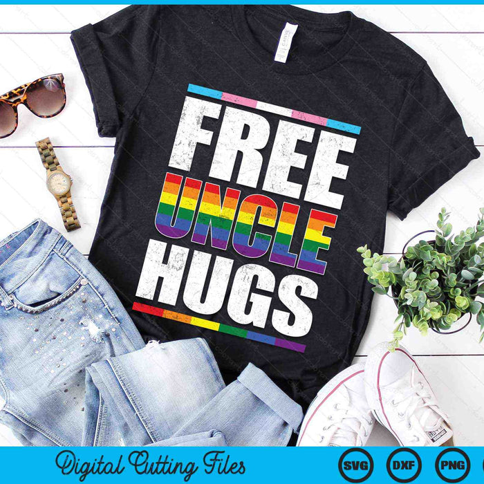 Free Uncle Hugs LGBTQ Gay Pride Month Proud Ally SVG PNG Digital Cutting Files