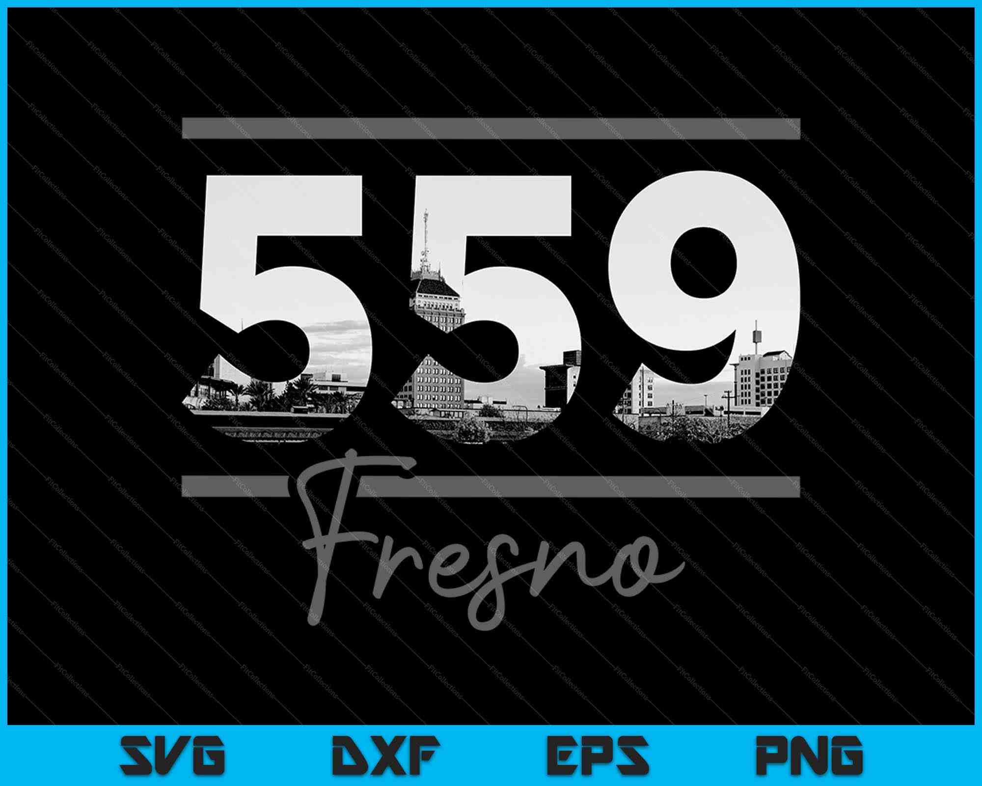 Fresno 559 Area Code Skyline California Vintage Svg Png Cutting Files