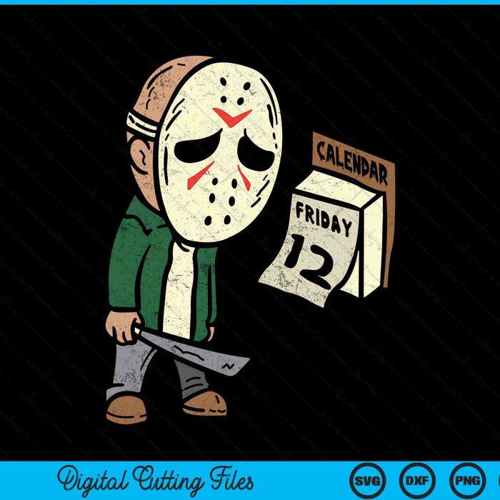 Friday 13th Halloween horror movie humor party crazy SVG PNG cut file for Cricut