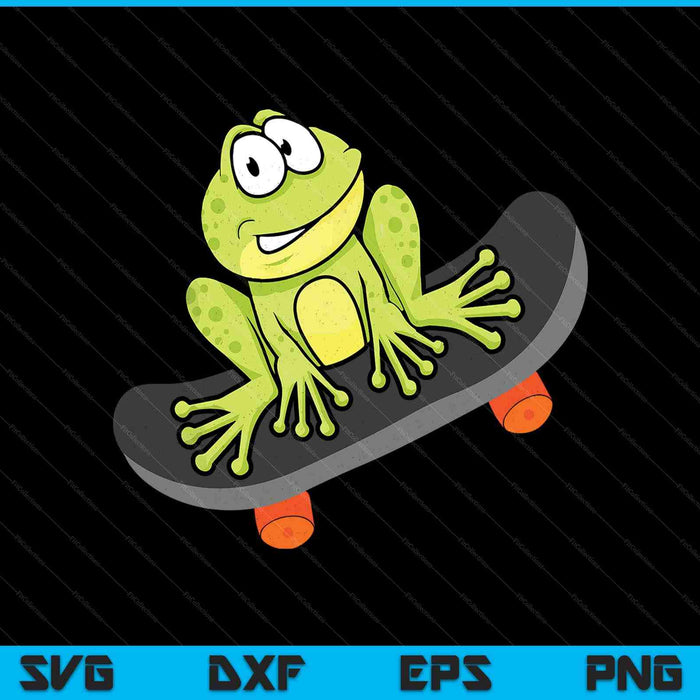 Frog on skateboard distressed skater frog SVG cut file