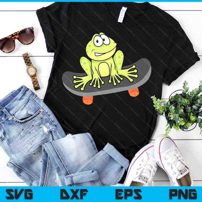 Frog On Skateboard Distressed Skater Frog SVG PNG Digital Printable Files