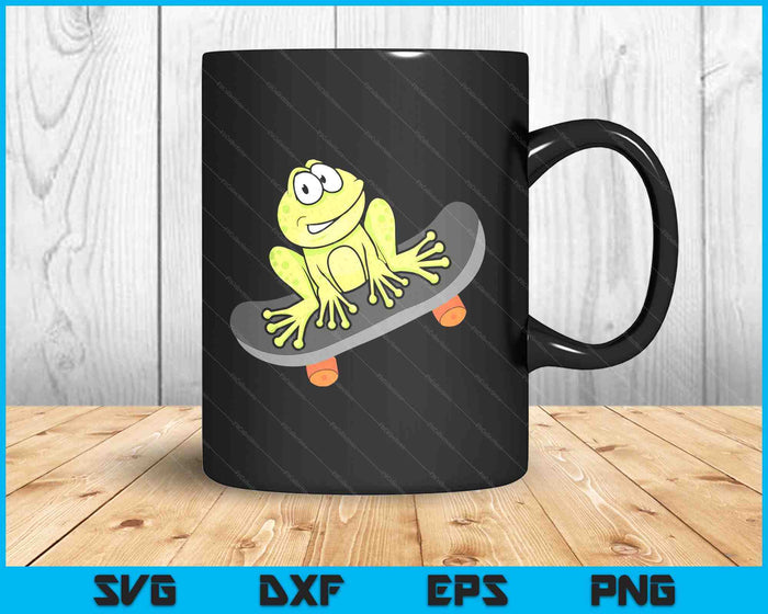 Frog On Skateboard Distressed Skater Frog SVG PNG Digital Printable Files