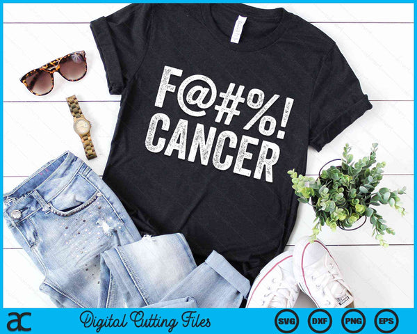 Fuck Cancer Breast Cancer Awareness Gift Distressed F@#%! SVG PNG Digital Cutting File