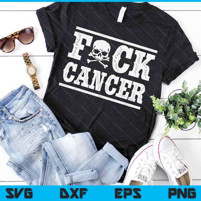 Fuck Cancer Skull And Crossbones Skeleton Breast Cancer SVG PNG Digital Cutting Files