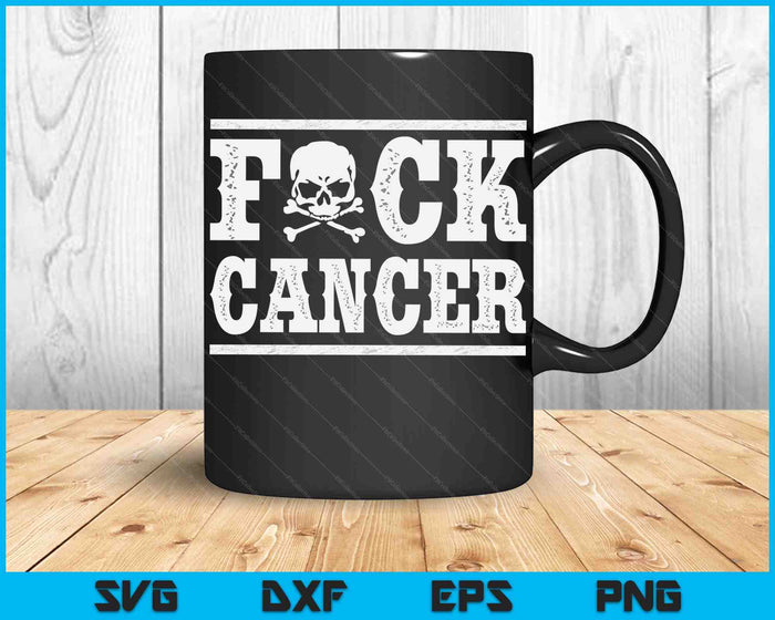 Fuck Cancer Skull And Crossbones Skeleton Breast Cancer SVG PNG Digital Cutting Files