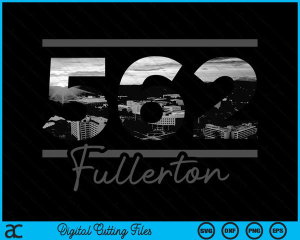 Fullerton 562 Area Code Skyline California Vintage SVG PNG Digital Cutting Files