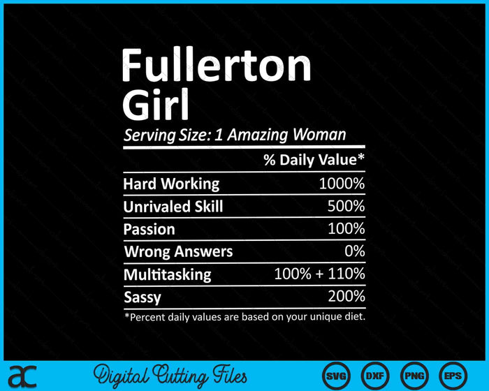 Fullerton Girl CA Californië Funny City Home Roots SVG PNG digitale snijbestanden