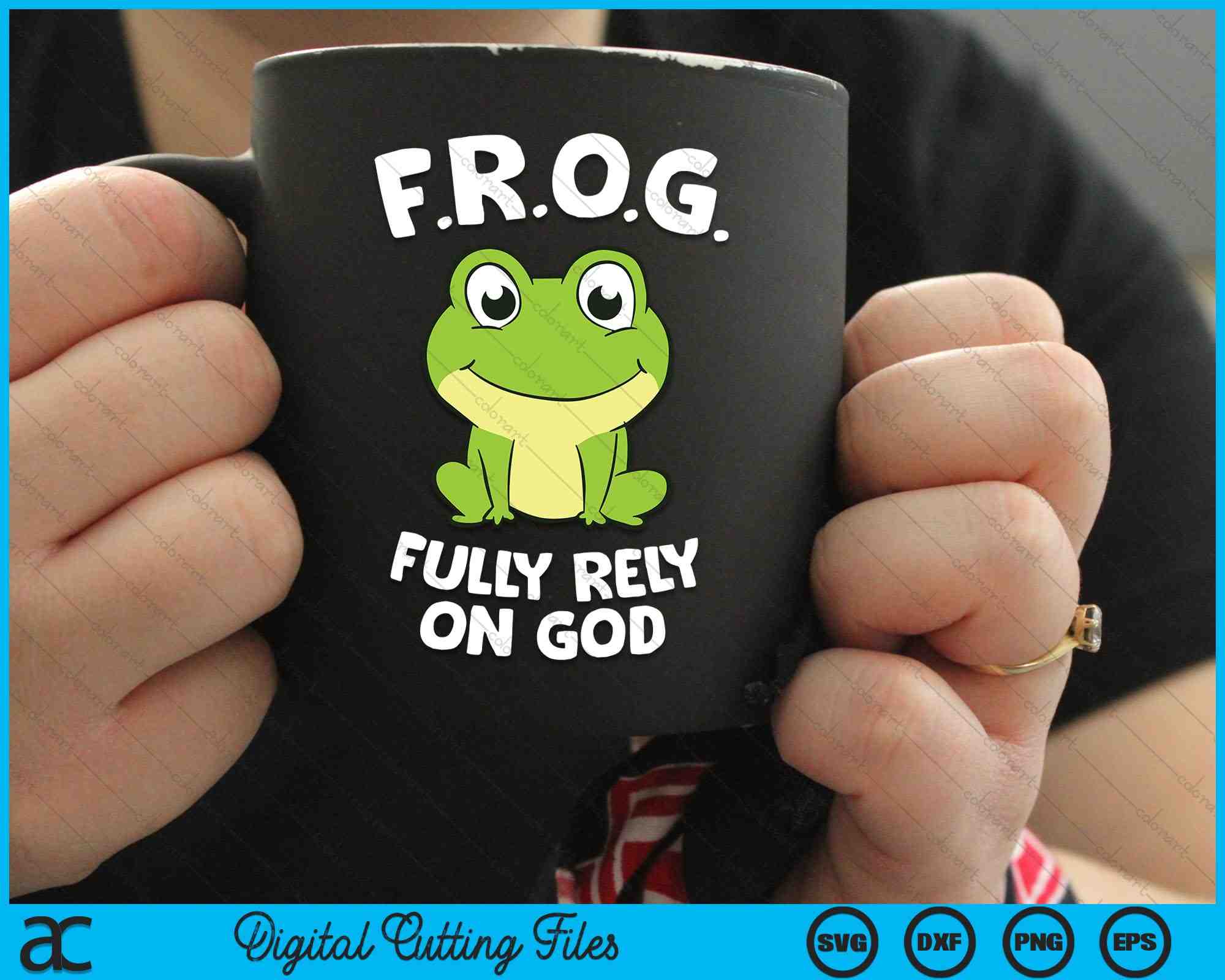 Fully Rely On God Cartoon Frog Mug – Christian Book And Toys