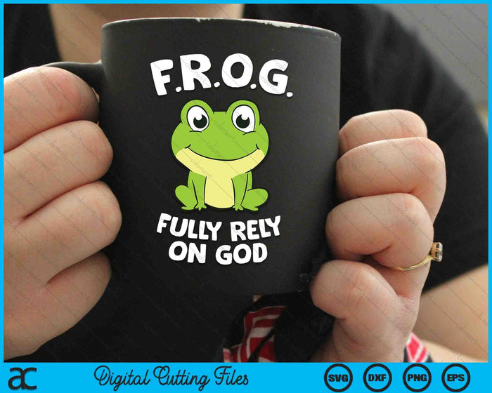 Confíe plenamente en Dios lindo Christian Frog SVG PNG archivos de corte digital
