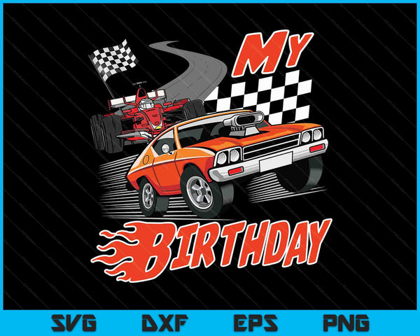 Leuk mijn verjaardag raceauto jongens meisjes jeugd mannen vrouwen Racing SVG PNG digitale snijbestanden