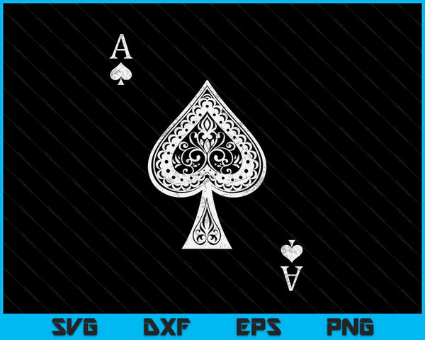 Grappige schoppenaas Texas Hold'em Poker speelkaart SVG PNG snijden afdrukbare bestanden