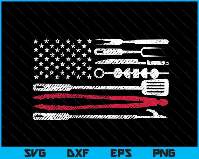 Bandera americana Herramientas para asar BBQ Grill Barbecue Tool SVG PNG Archivos de corte digitales