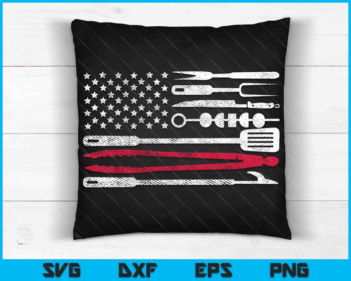 Bandera americana Herramientas para asar BBQ Grill Barbecue Tool SVG PNG Archivos de corte digitales