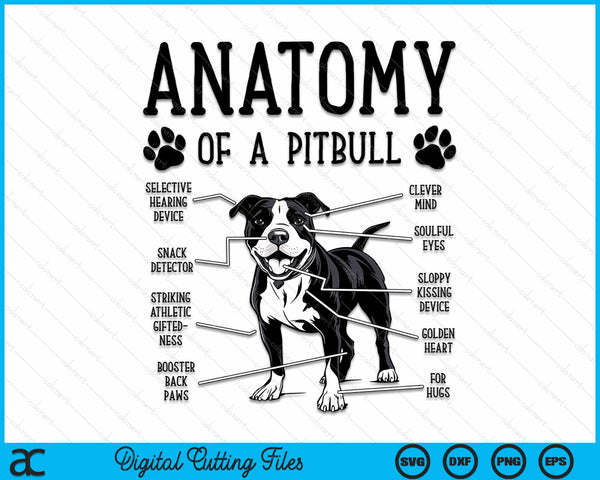 Funny Anatomy Pitbull Dog Cute Pittie Lover Pit Bull Owner SVG PNG Digital Cutting File