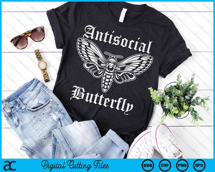 Antisocial Butterfly Introvert Distressed Funny SVG PNG Digital Cutting Files