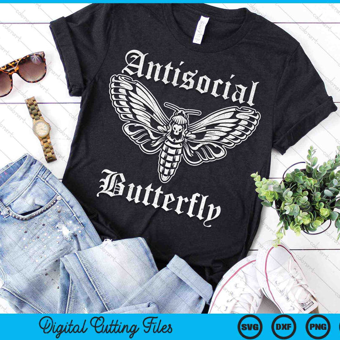 Antisocial Butterfly Introvert Distressed Funny SVG PNG Digital Cutting Files