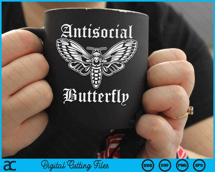 Antisocial Butterfly Introvert Distressed Funny SVG PNG Digital Cutting Files