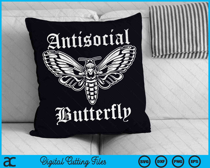 Antisocial Butterfly Introvert Distressed Funny SVG PNG Digital Cutting Files