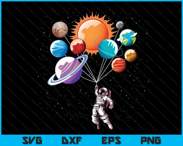 Grappige astronaut ruimteballon planeet wetenschap zonnestelsel SVG PNG digitale snijbestanden