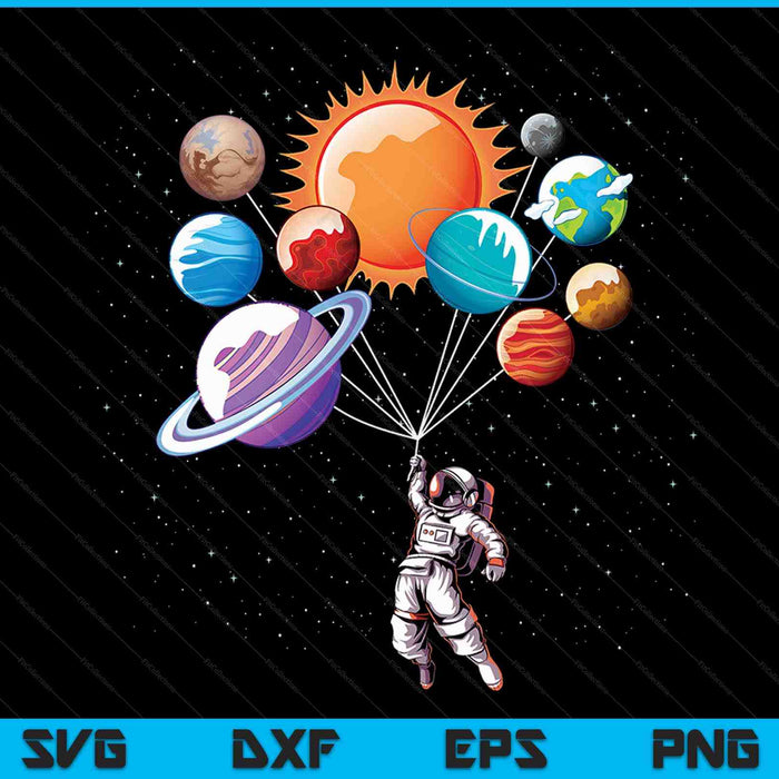 Astronaut space balloon planet science solar system SVG cut file