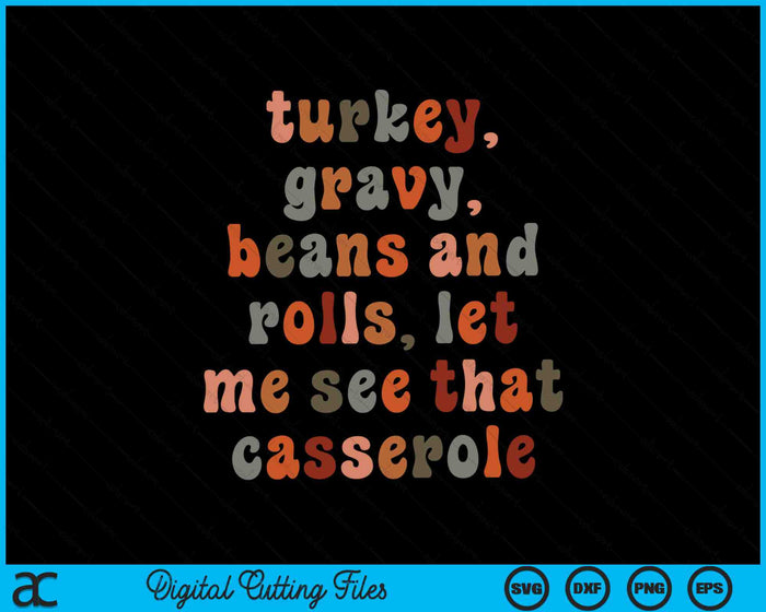 Herfst Thanksgiving Turkije jus bonen en rollen SVG PNG digitale snijbestanden