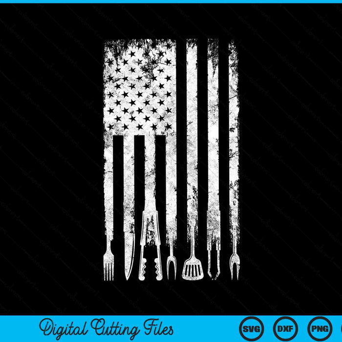 Divertido BBQ USA Bandera Parrilla y Barbacoa SVG PNG Cortando Archivos Imprimibles