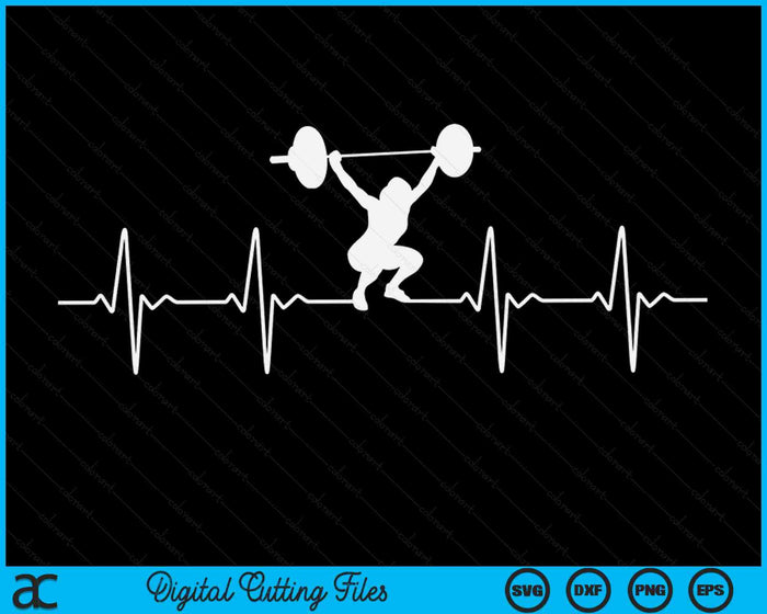 Grappige Barbell Gewichtheffen Heartbeat SVG PNG digitale afdrukbare bestanden