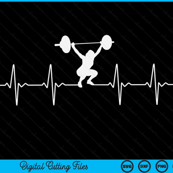 Funny Barbell Weightlifting Heartbeat SVG PNG Digital Printable Files
