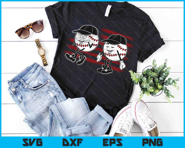Funny Baseball Griddy Dance 4th of July USA American Flag SVG PNG Digital Cutting File - on a t-shirt