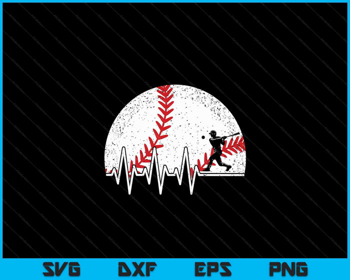 Funny Baseball Heartbeat Baseball Player SVG PNG Digital Cutting Files