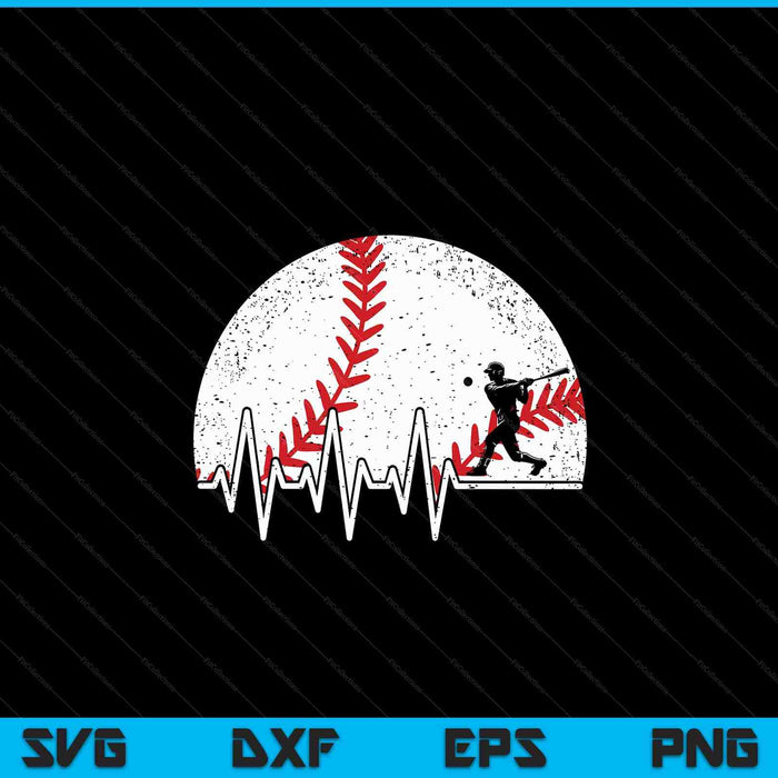 Baseball heartbeat baseball player SVG cut file