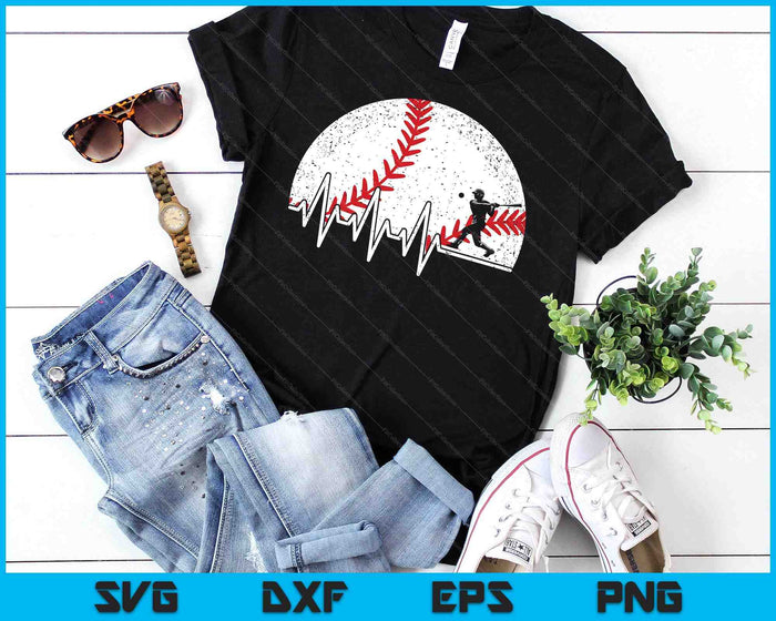 Funny Baseball Heartbeat Baseball Player SVG PNG Digital Cutting Files