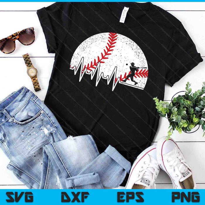 Funny Baseball Heartbeat Baseball Player SVG PNG Digital Cutting Files