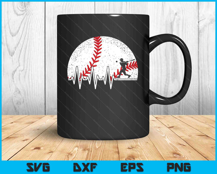 Funny Baseball Heartbeat Baseball Player SVG PNG Digital Cutting Files