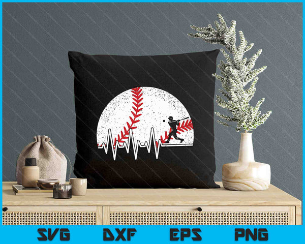 Funny Baseball Heartbeat Baseball Player SVG PNG Digital Cutting Files