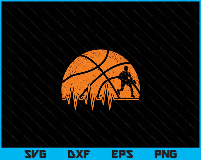 Funny Basketball Heartbeat Basketball Player SVG PNG Digital Cutting Files