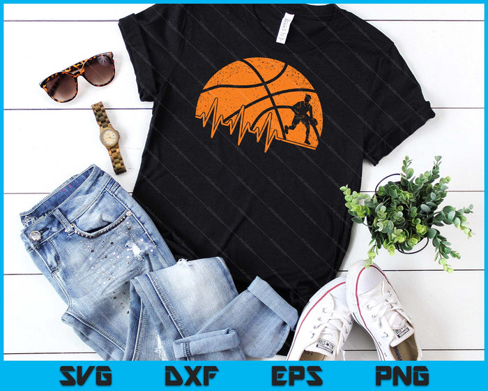 Funny Basketball Heartbeat Basketball Player SVG PNG Digital Cutting Files