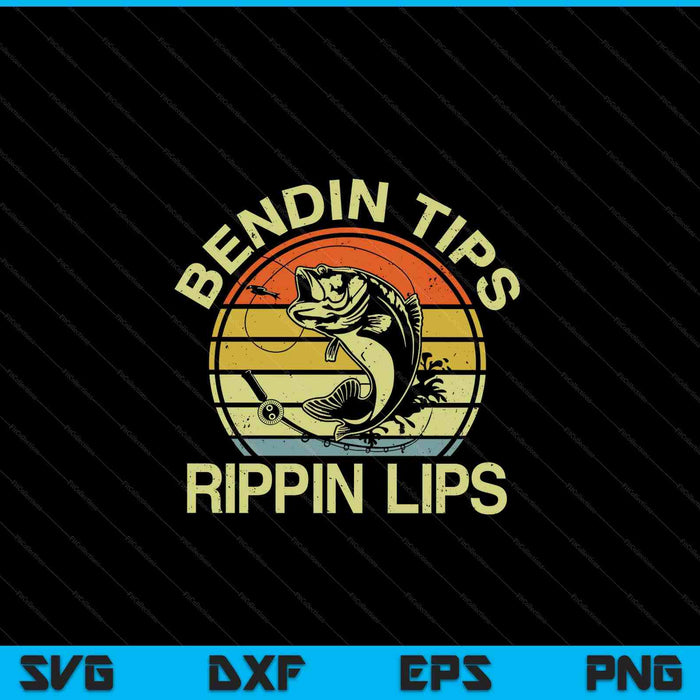 Fish dad bending tips rippin lips fishing SVG cut file