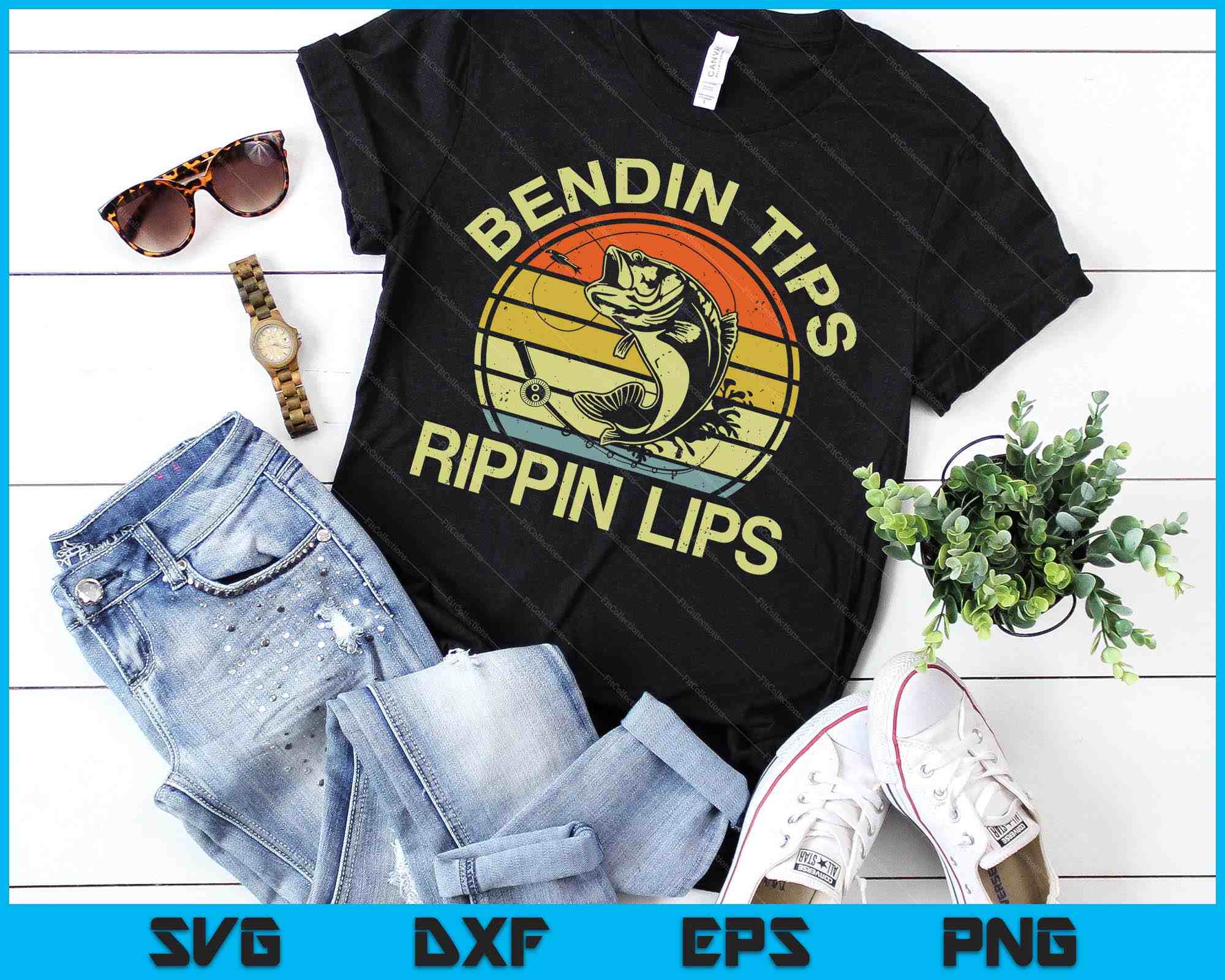 Fish Dad Bending Tips Rippin Lips Fishing SVG PNG Cutting Files ...