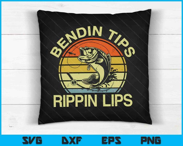 Fish Dad Bending Tips Rippin Lips Fishing SVG PNG Digital Cutting Files