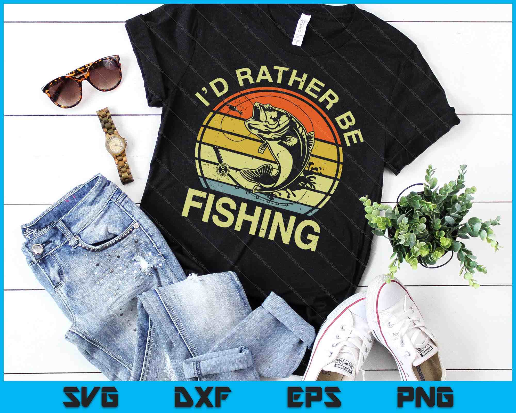 Funny Bass Fish Dad I'd Rather Fishing SVG PNG Cutting Files –  creativeusarts