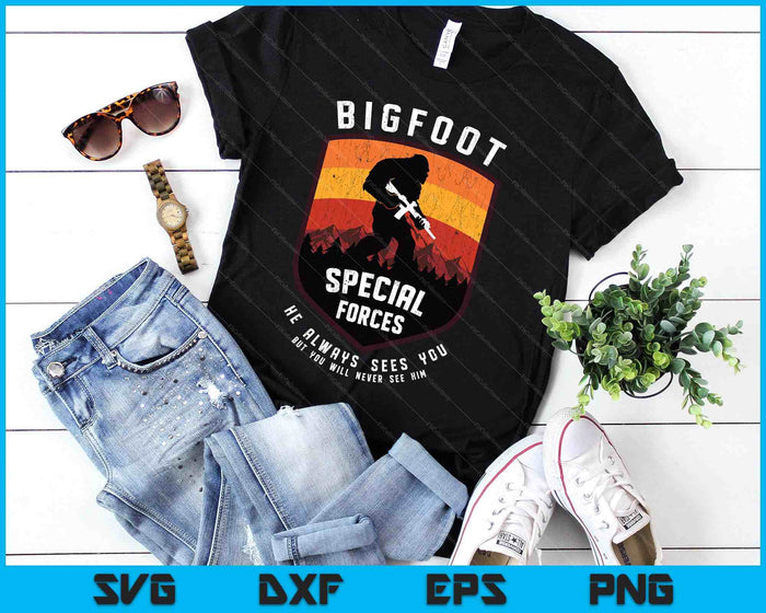 Funny Bigfoot Tactical Special Forces Gift For Military SVG PNG Digital Printable Files