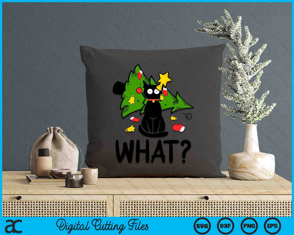 Funny Black Cat Christmas Tree Merry Xmas Humor Cat What SVG PNG Digital Printable Files