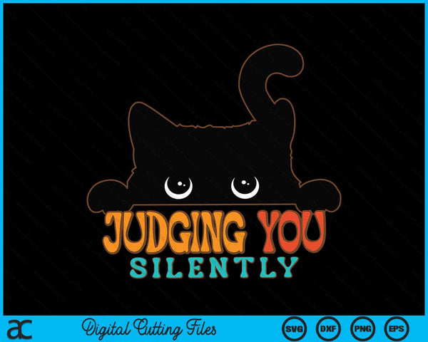 Grappige zwarte kat die je stil sarcastische kat SVG PNG digitale snijbestanden beoordeelt