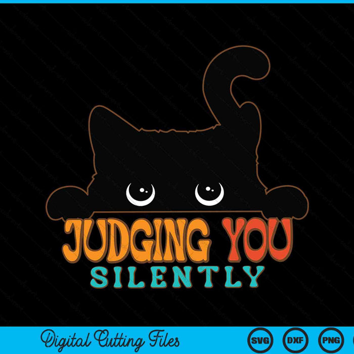 Divertido gato negro juzgándote silenciosamente sarcástico gato SVG PNG archivos de corte digital