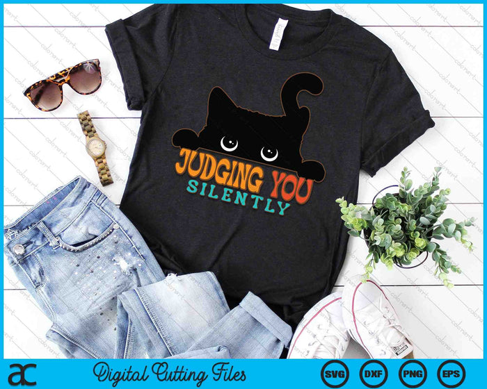 Funny Black Cat Judging You Silently Sarcastic Cat SVG PNG Digital Cutting Files