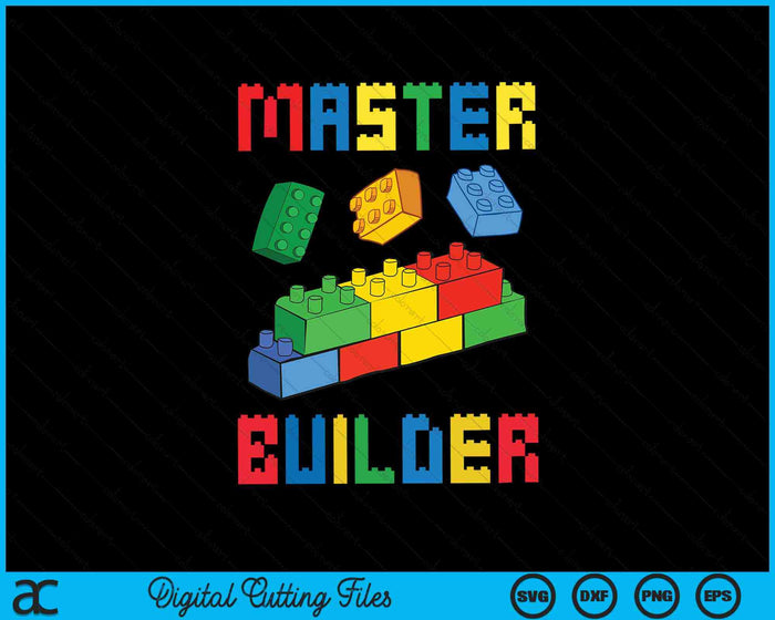 Grappige blokken bouwen Master Builder SVG PNG digitale snijbestanden