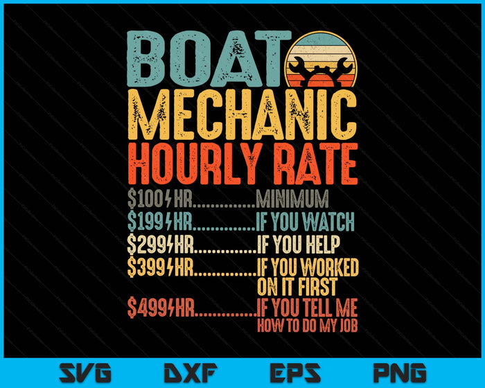 Funny Boat Mechanic Hourly Rate Mechanics Boat Mechanic SVG PNG Digital Printable Files
