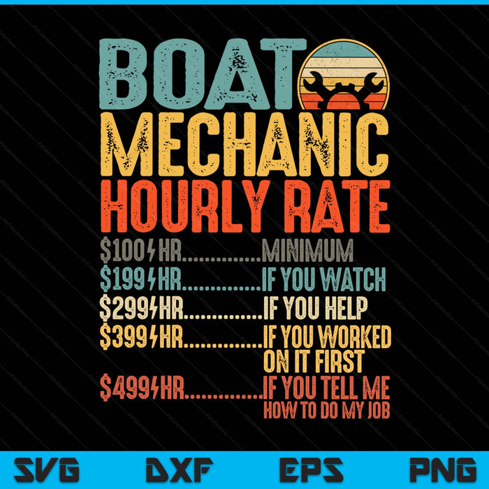 Funny Boat Mechanic Hourly Rate Mechanics Boat Mechanic SVG PNG Digital Printable Files