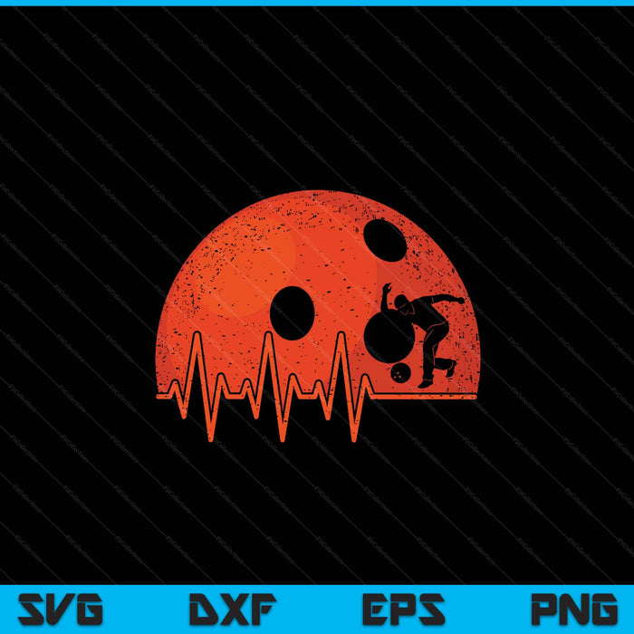 Funny Bowling Heartbeat Bowling Player SVG PNG Digital Cutting Files